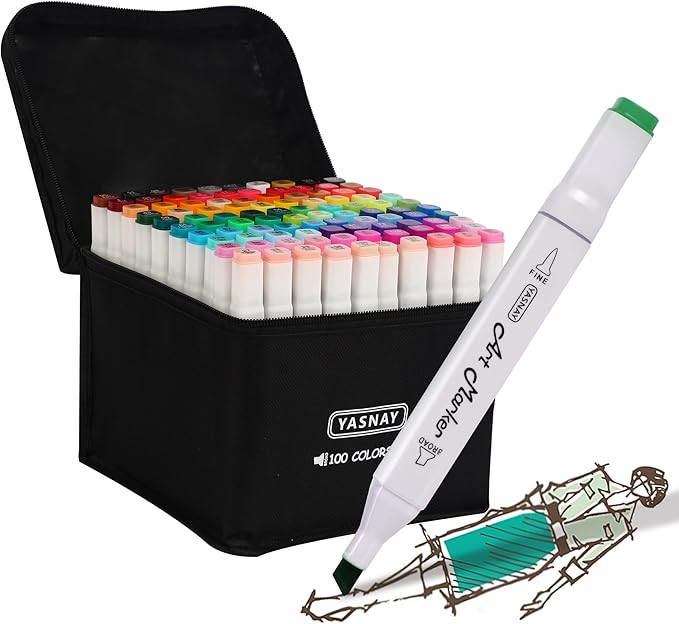 Alcohol Markers, 100 Colors Dual Tip Art Marker, Drawing Markers, Coloring Marker for Kids Sketch... | Amazon (US)