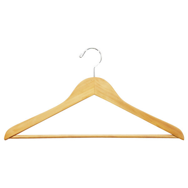 Wooden Shirt Hanger Ribbed Bar Natural Pkg/6 | The Container Store