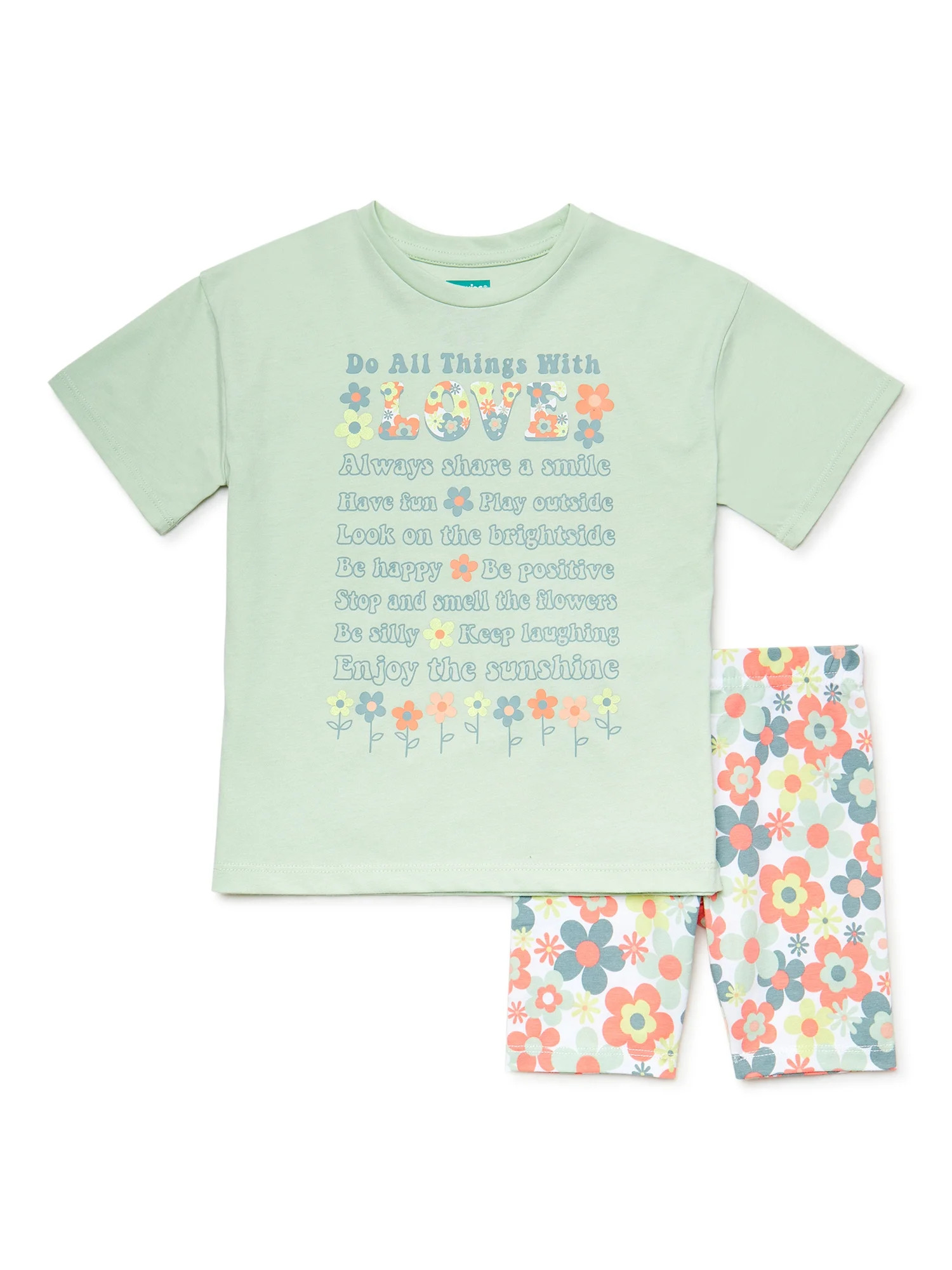 365 Kids By Garanimals Girls Oversized Graphic Tee and Shorts Set, 2-Piece, Sizes 4-10 - Walmart.... | Walmart (US)