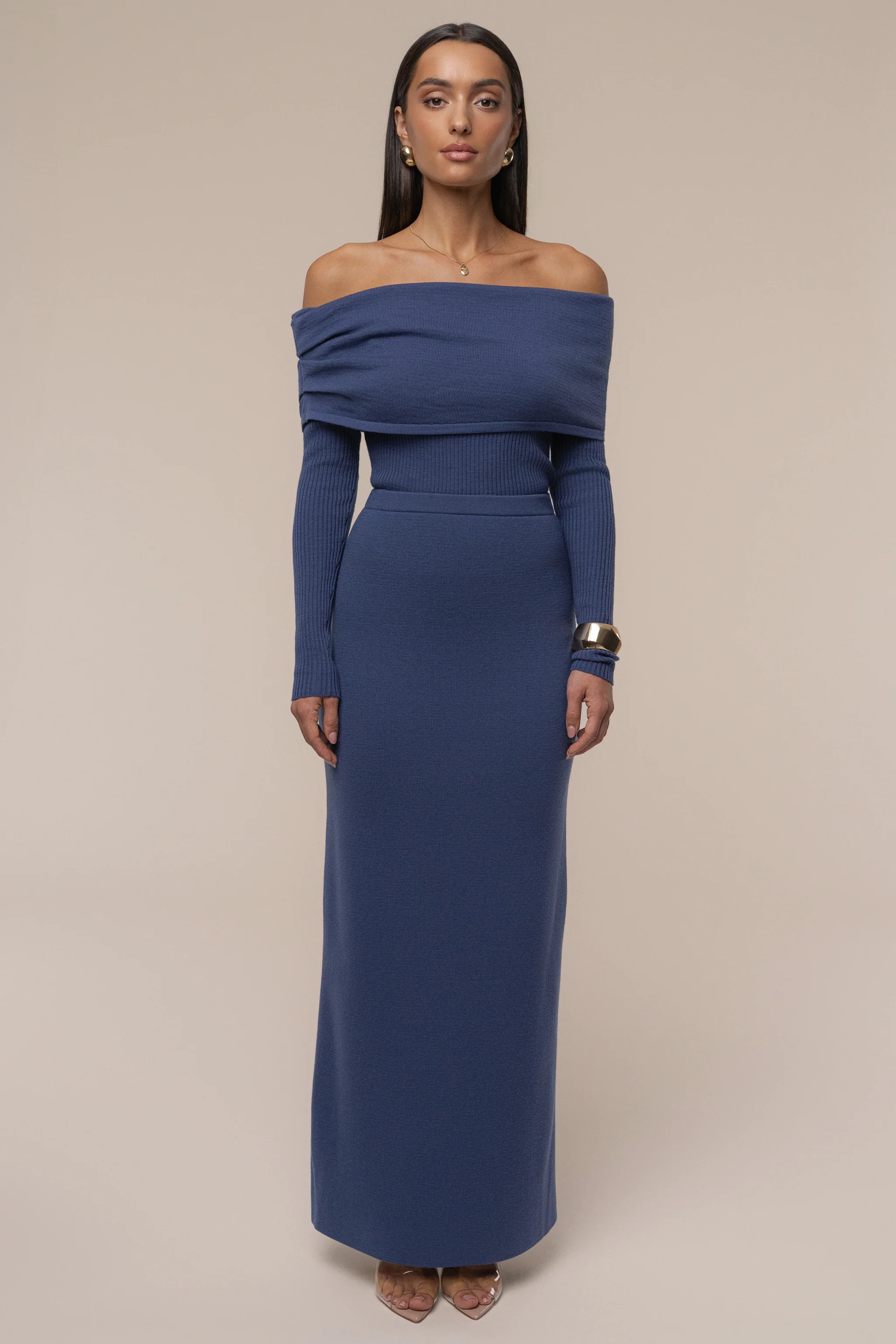 Dusk London Knit Maxi Skirt | JLUXLABEL