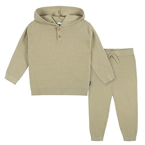 Gerber Baby Boys Toddler Sweater Knit Hooded Top and Pant Set, Tan, 18 Months | Amazon (US)