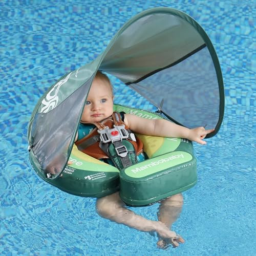 2026 Upgread Mambobaby Float, Baby Floats with Canopy for Infants 3-24 Months, Non-Inflatable Pool Floats with Adjustable Safety Strap & Upgrade Tail, Waist Swimming Ring for Toddler, Avocado Green | Amazon (US)