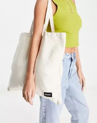 French Connection cotton tote bag in cream | ASOS (Global)