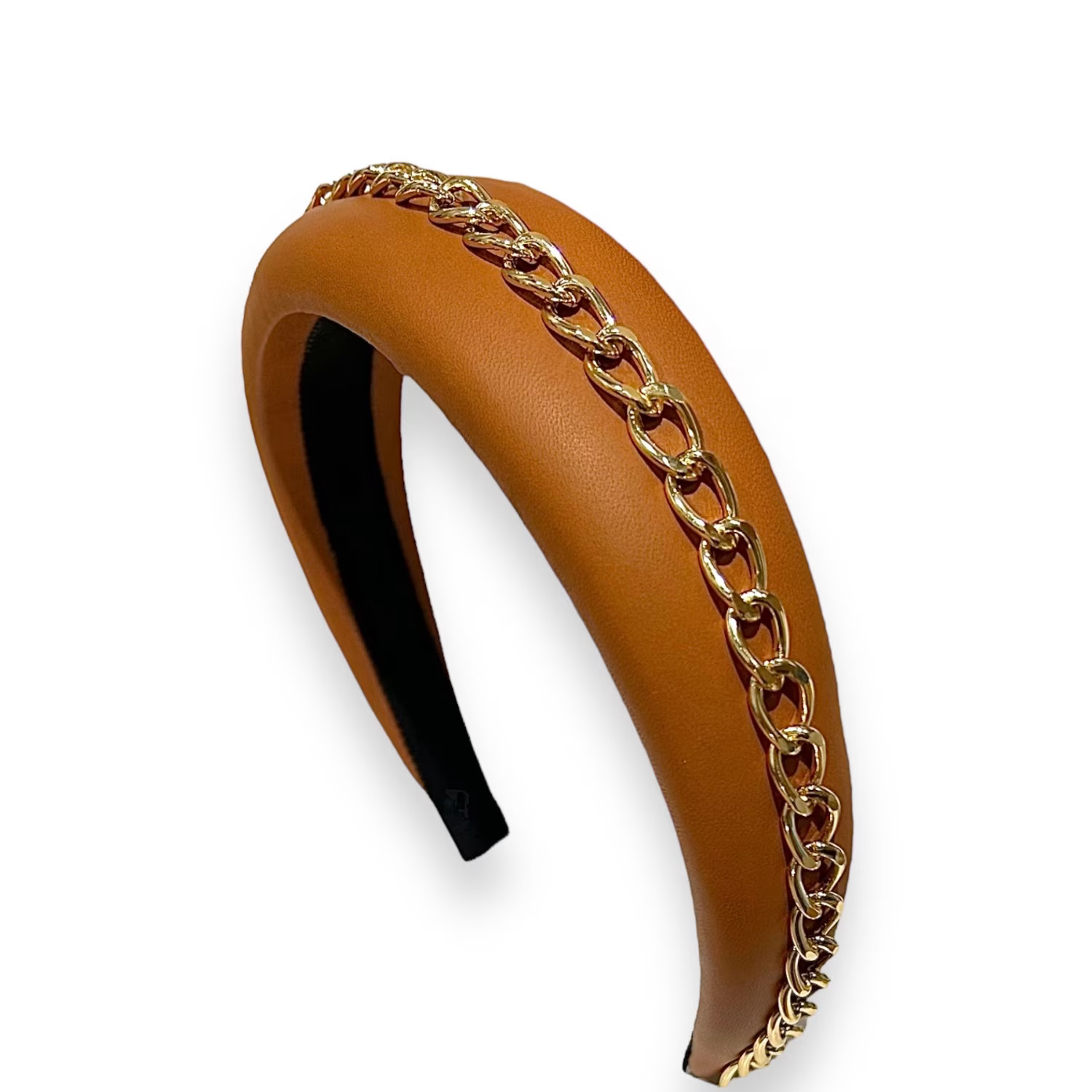 Leather And Golden Chain Padded Headband | Wolf & Badger
