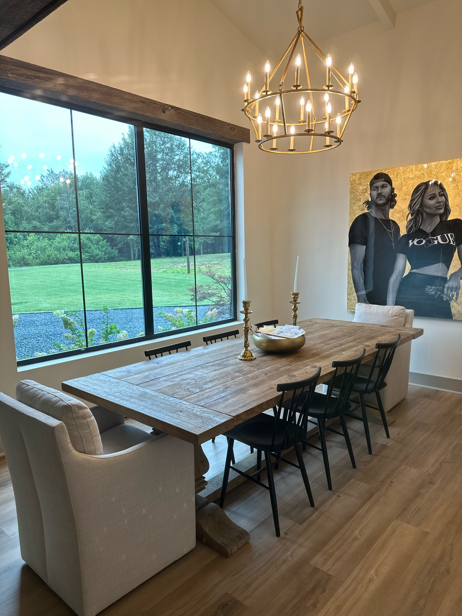 Dining room chairs and brass gold chandelier 

#LTKhome #LTKsalealert #LTKstyletip