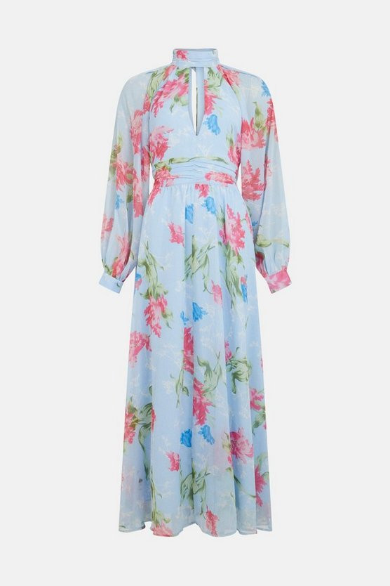 Cut Out Chiffon Balloon Sleeve Maxi Dress | Oasis UK & IE
