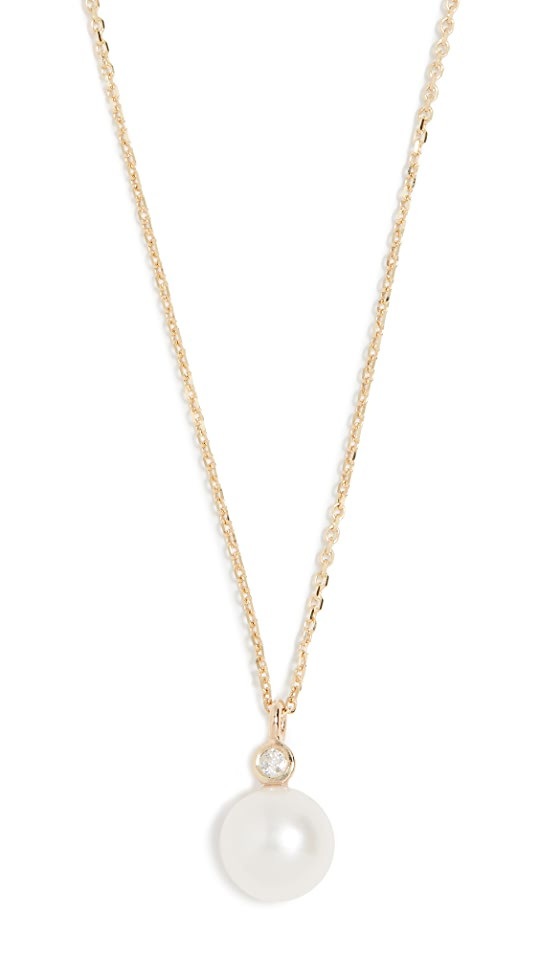 Mateo 14K   Pearl and Diamond Dot Necklace | SHOPBOP | Shopbop