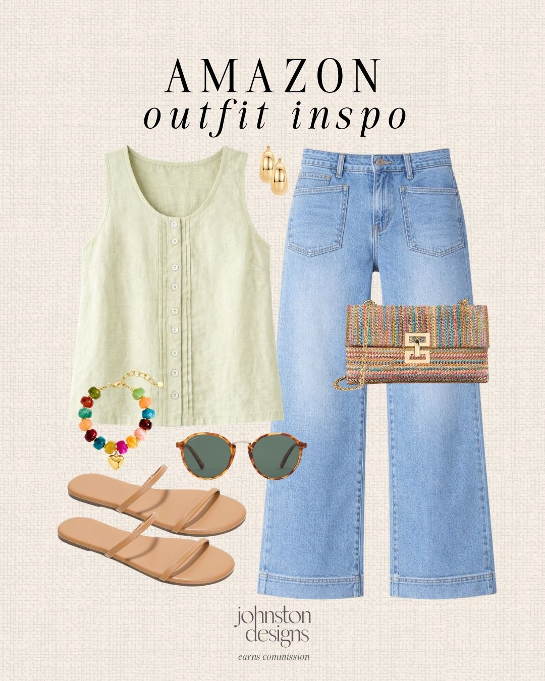 Easy spring outfit that looks elevated but still effortless. 🌿 This Amazon look is perfect for everyday wear! Lightweight, flattering and easy to style on repeat. The soft green top and relaxed denim combo is giving designer feel without the price.

Amazon outfit, spring outfit women, casual chic outfit, amazon fashion finds, light wash jeans outfit, linen tank outfit, wide leg jeans outfit, everyday outfit ideas, affordable fashion, effortless style 

 #LTKootd