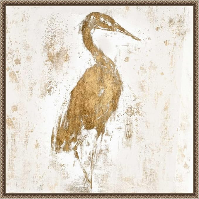 Amanti Art Framed Canvas Wall Art 22x22 Gilded Heron I by Jennifer Goldberger, Framed Wall Art Ca... | Amazon (US)