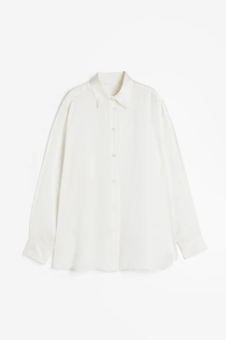 Oversized blouse - Wit/blauw gestreept - DAMES | H&M NL | H&M (DE, AT, CH, NL, FI)