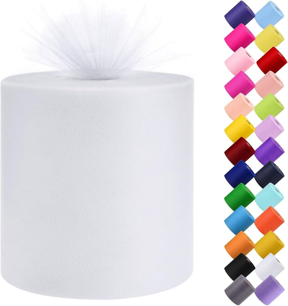 Tulle Fabric Roll, 6” by 200 Yards (600FT) Tulle Organza Fabric Spool for DIY Tutu Skirt Baby S... | Amazon (US)