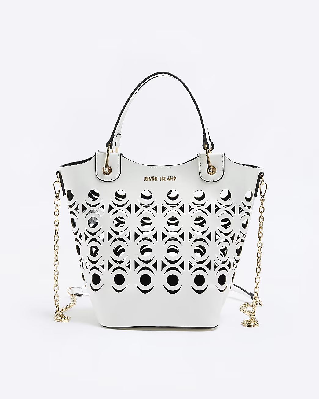 White cut out bucket bag | River Island (UK & IE)