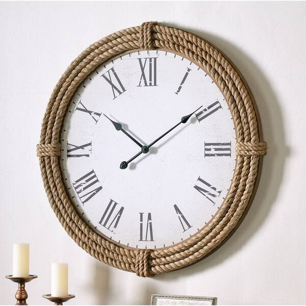 Lash 30 Inch Diameter Rope Round Oversized Wall Clock - 30" Dia. | Bed Bath & Beyond