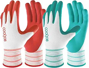 COOLJOB 2 Pairs Gardening Gloves for Women Ladies, Breathable Rubber Coated for Yard Garden, Outd... | Amazon (US)