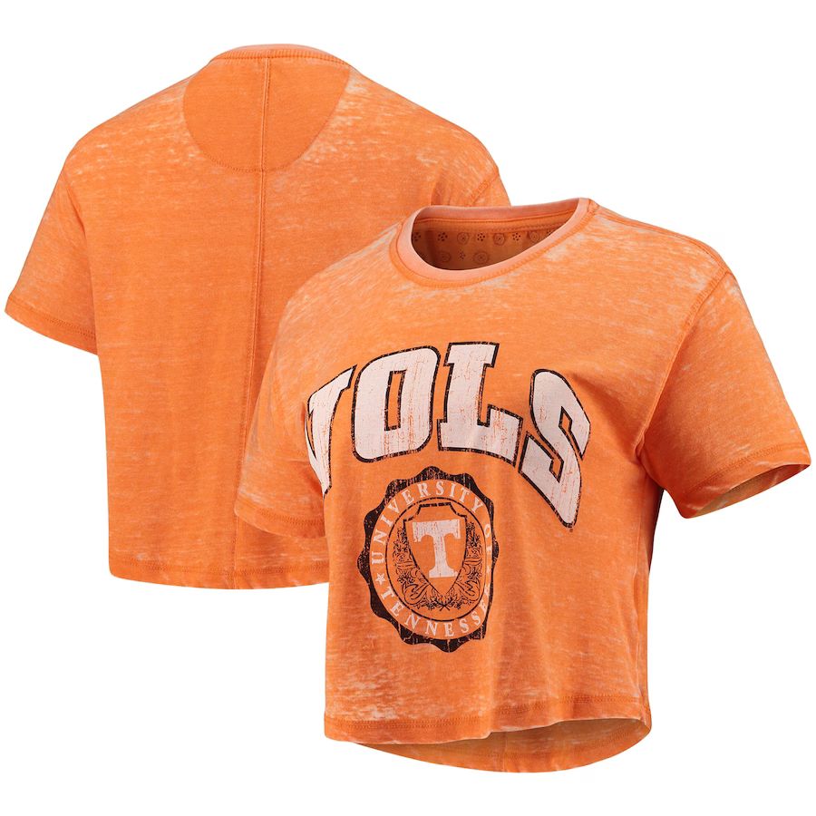 Tennessee Volunteers Pressbox Women's Edith Vintage Burnout Crop T-Shirt- Tennessee Orange | Fanatics