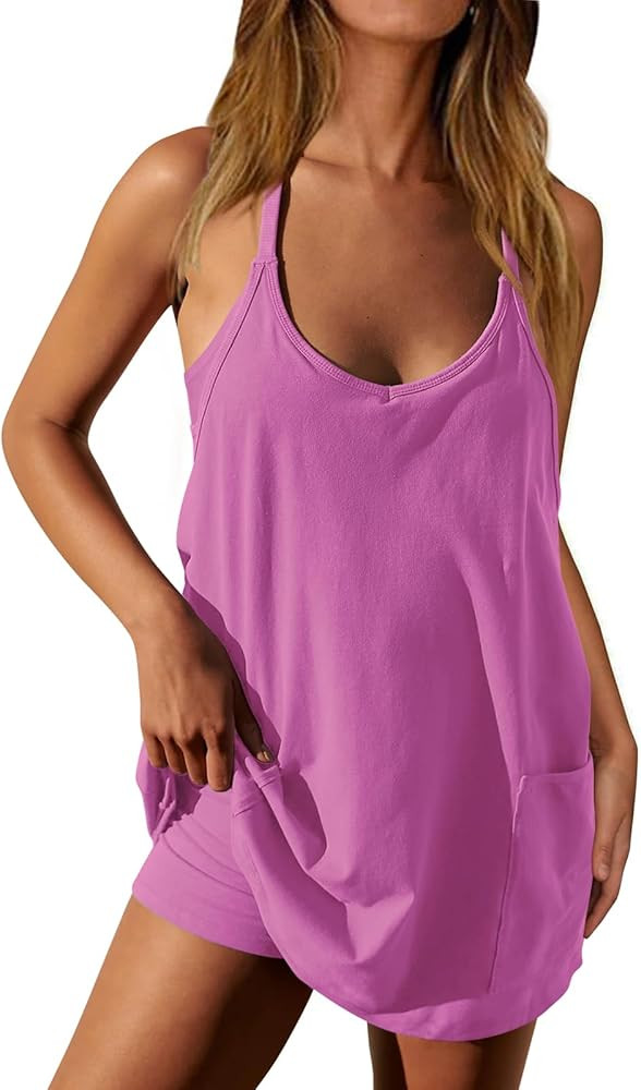 Nirovien Womens Tennis Dress Workout Mini Dress with Shorts Sleeveless Spaghetti Straps Golf Athl... | Amazon (US)