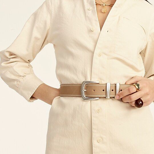 Leather belt with large gold buckle | J.Crew US