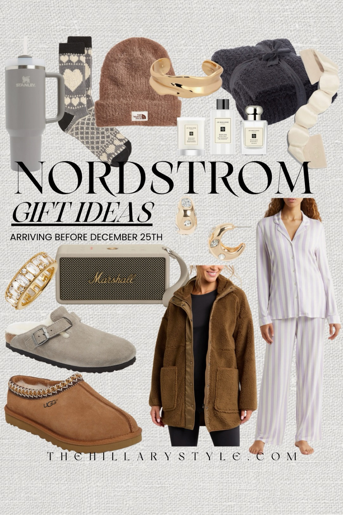 Nordstrom Gift Ideas: Top brands arriving by December 25th
Men’s slipper, Sherpa clogs, pajamas, Sherpa jacket, waterbottle, apres ski socks, portable speaker, beanie, frangrance set, blanket, weighted eye mask, gold hoop earrings, gold bangle, ring. UGG, Birkenstock, Stanley, Marshall, Jo Malone, Zella, Barefoot Dreams, The North Face, NODPOD, Ettika. Gifts for her, gifts for him, gift guide, gift ideas.

#LTKGiftGuide #LTKHoliday #LTKSeasonal