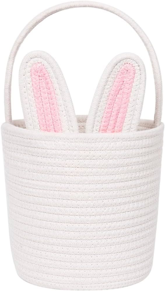 Global Park Easter Baskets for Kids,Bunny Easter Basket with Handle, Egg Hunt Easter Bag Decorati... | Amazon (US)