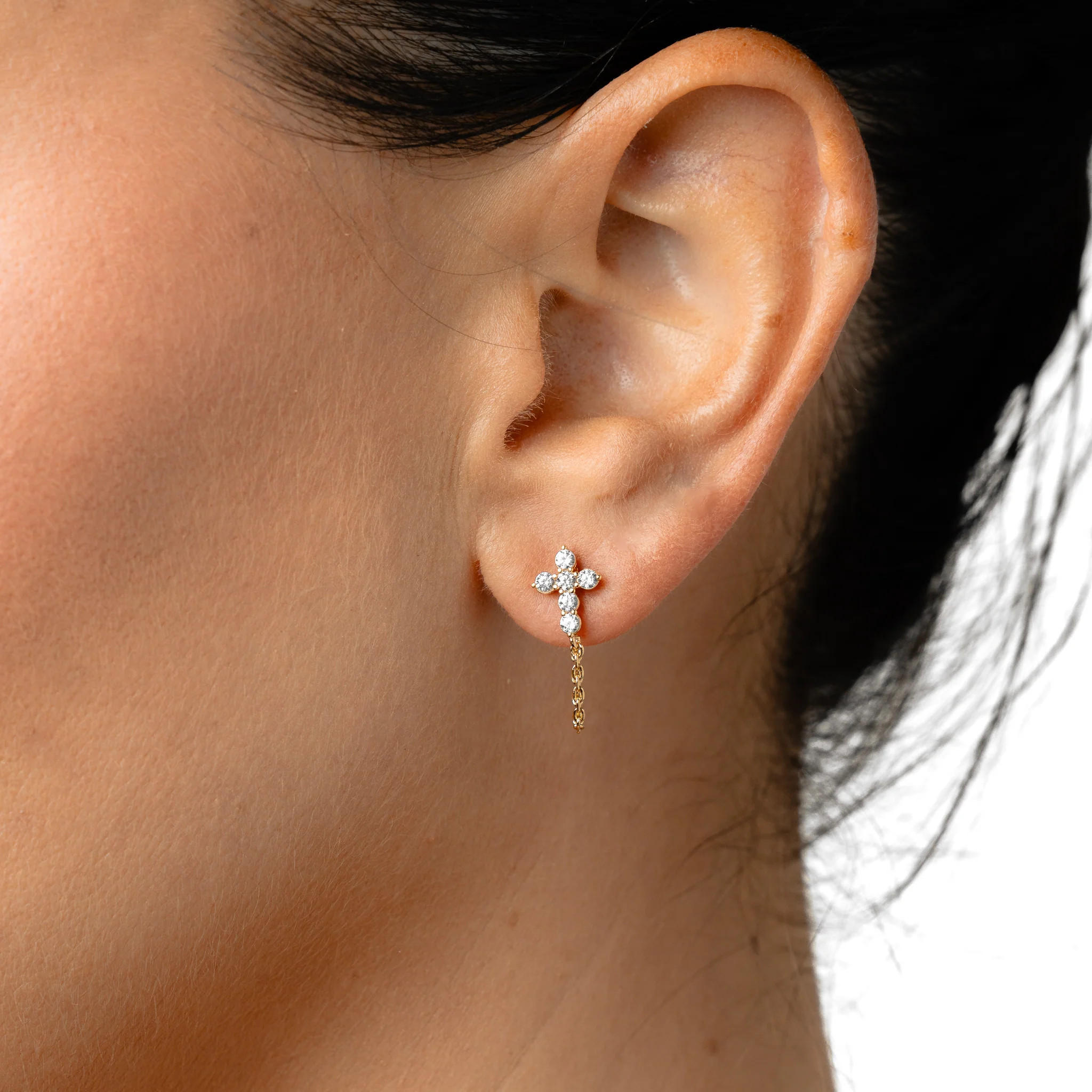 The Cross Chain Earring | Jaclyn Roxanne