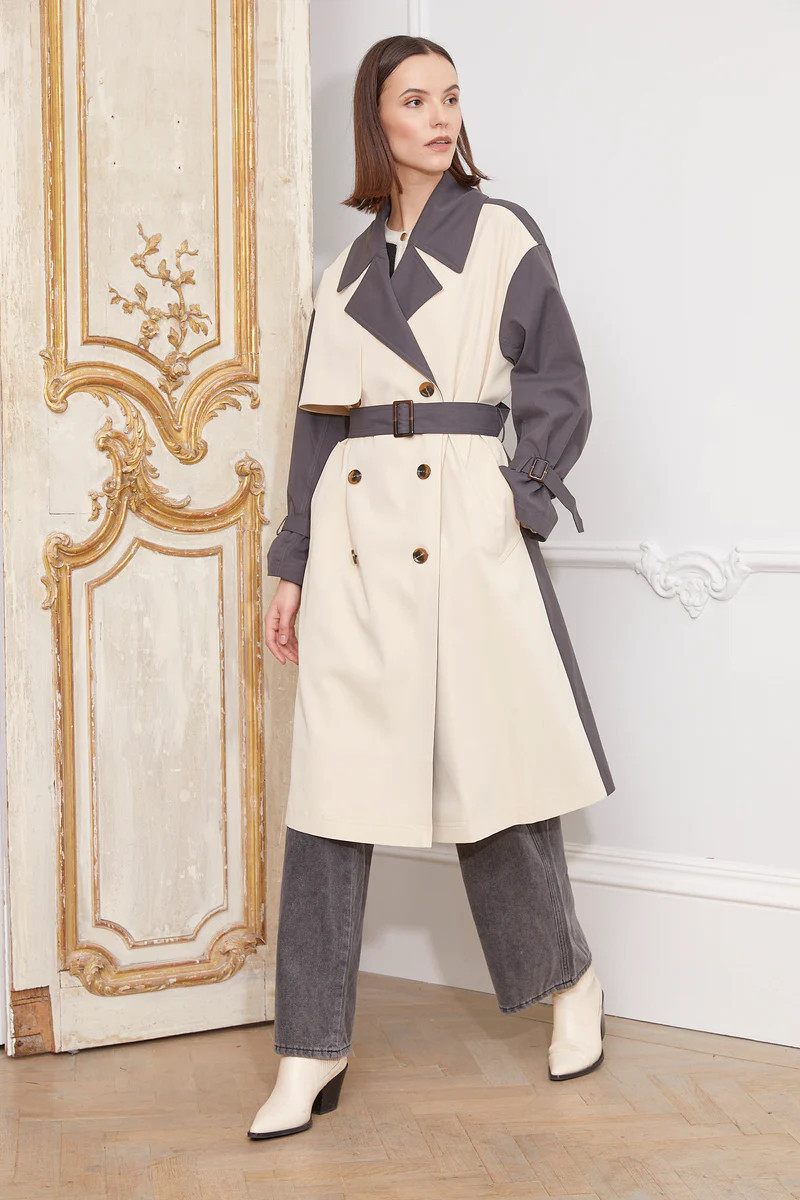 TWOTONE TRENCH NAVY | Jovonna London