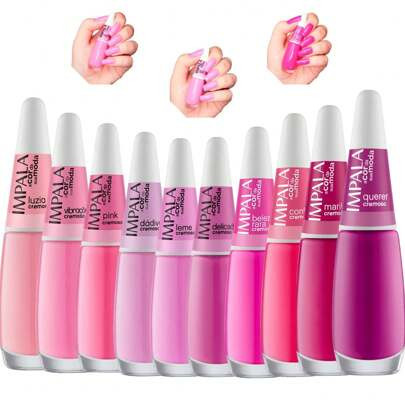 Kit 10 Esmaltes Impala Clássicos Tons Rosa Pink Roxo | SHEIN