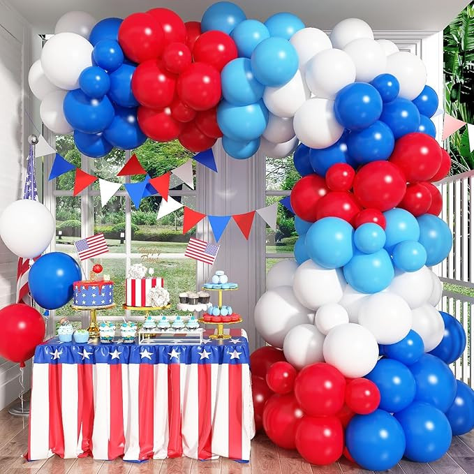 Balloon Arch Garland Kit, Red White and Blue 102 Pcs Patriotic 4th of July Latex Balloon Garland ... | Amazon (US)