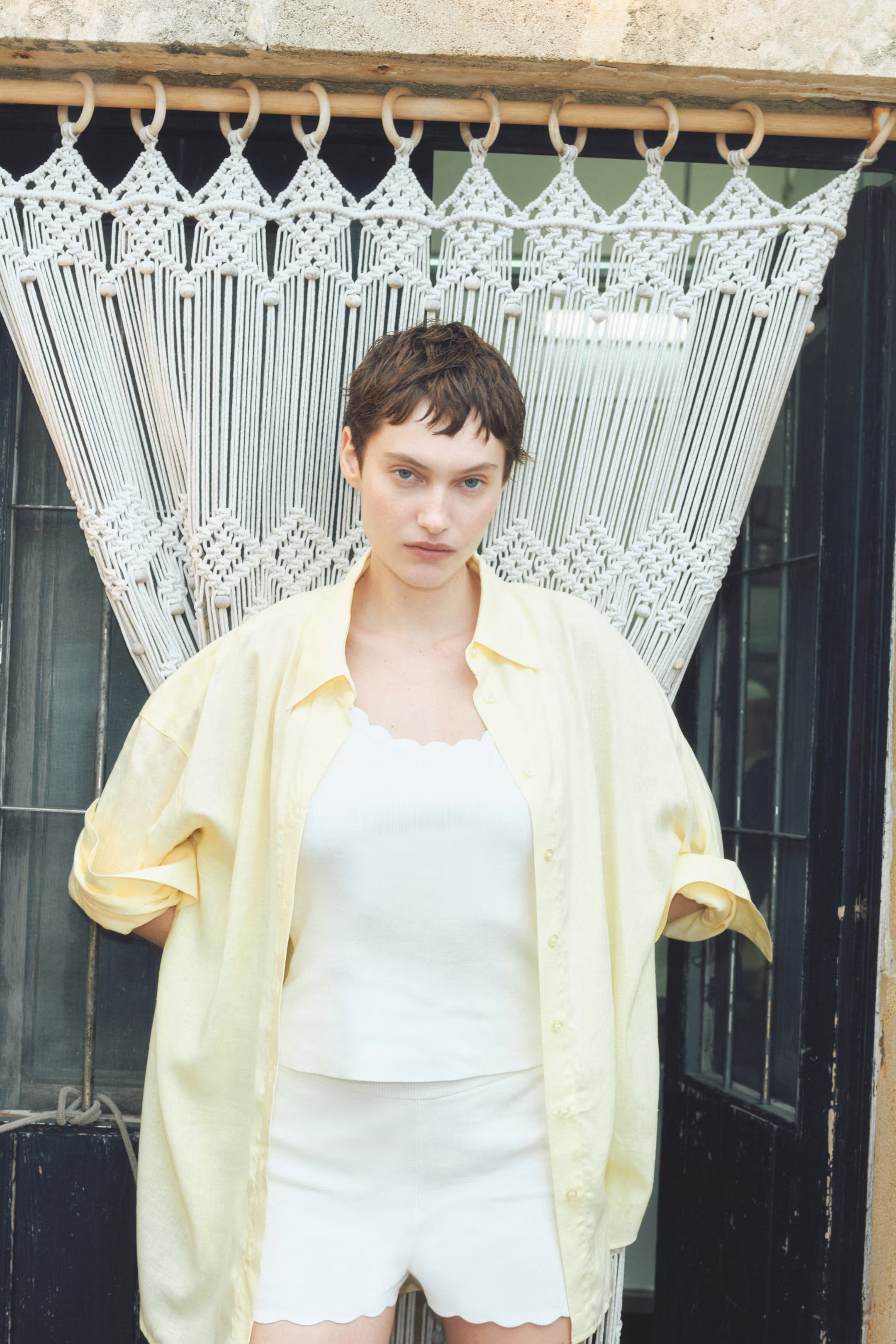 Scalloped Fine Knit Sleeveless Top - White - Ladies | H&M AU | H&M (AU)