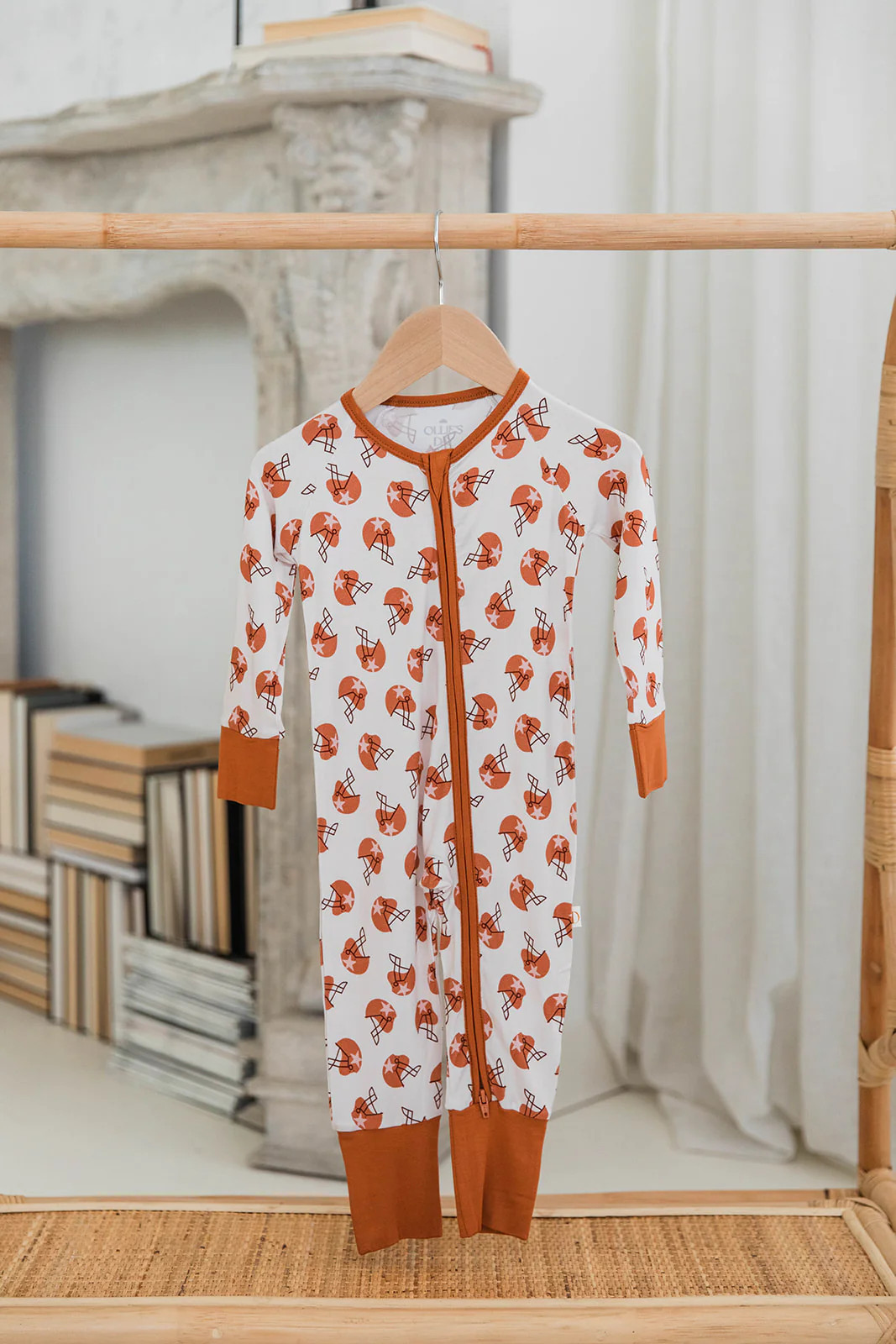 Football Theme Zippered Romper | Baby + Kids Loungewear for Fall | Ollie's Day