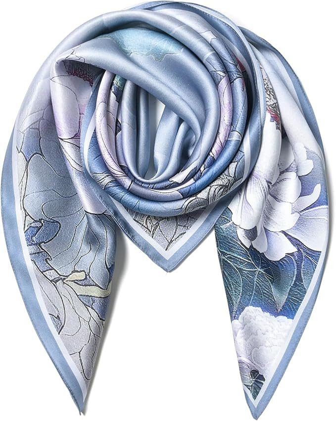 SHIROUYU 100% Pure Mulberry Silk Scarf 35" Large Square Lightweight Headscarf \u2013Women\u2019s ... | Amazon (US)