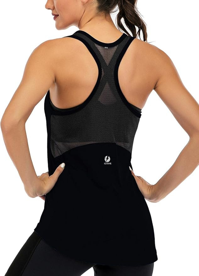 ICTIVE Workout Tank Tops for Women Sleeveless Yoga Tops for Women Mesh Racerback Tank Tops Muscle... | Amazon (US)