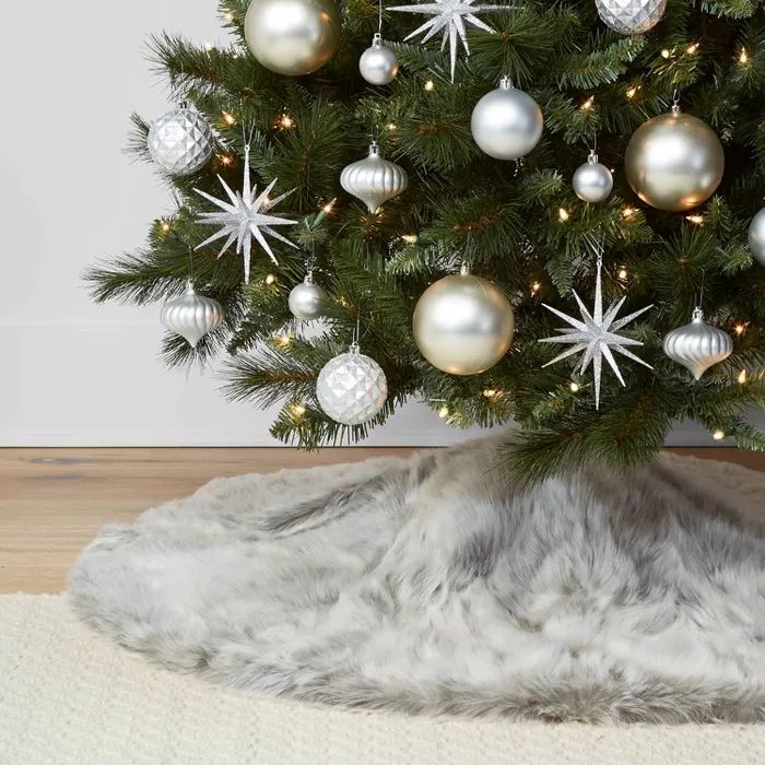 48in Gray Faux Fur Christmas Tree Skirt - Wondershop™ | Target