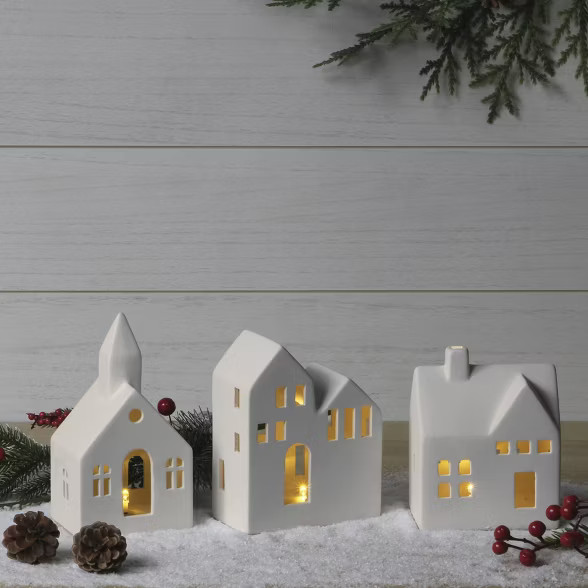 3ct Large Lit Ceramic Houses - Bullseye's Playground™ | Target