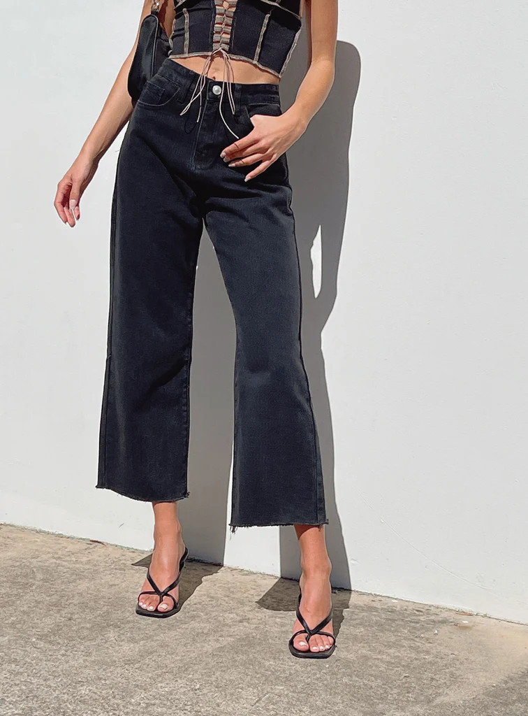 Ruby Cropped Jean Black Denim | Princess Polly US