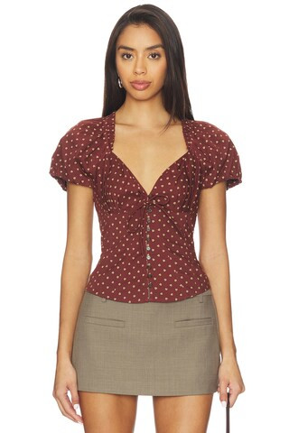 Free People Summer Printed Blouse in Chocolate Combo from Revolve.com | Revolve Clothing (Global)