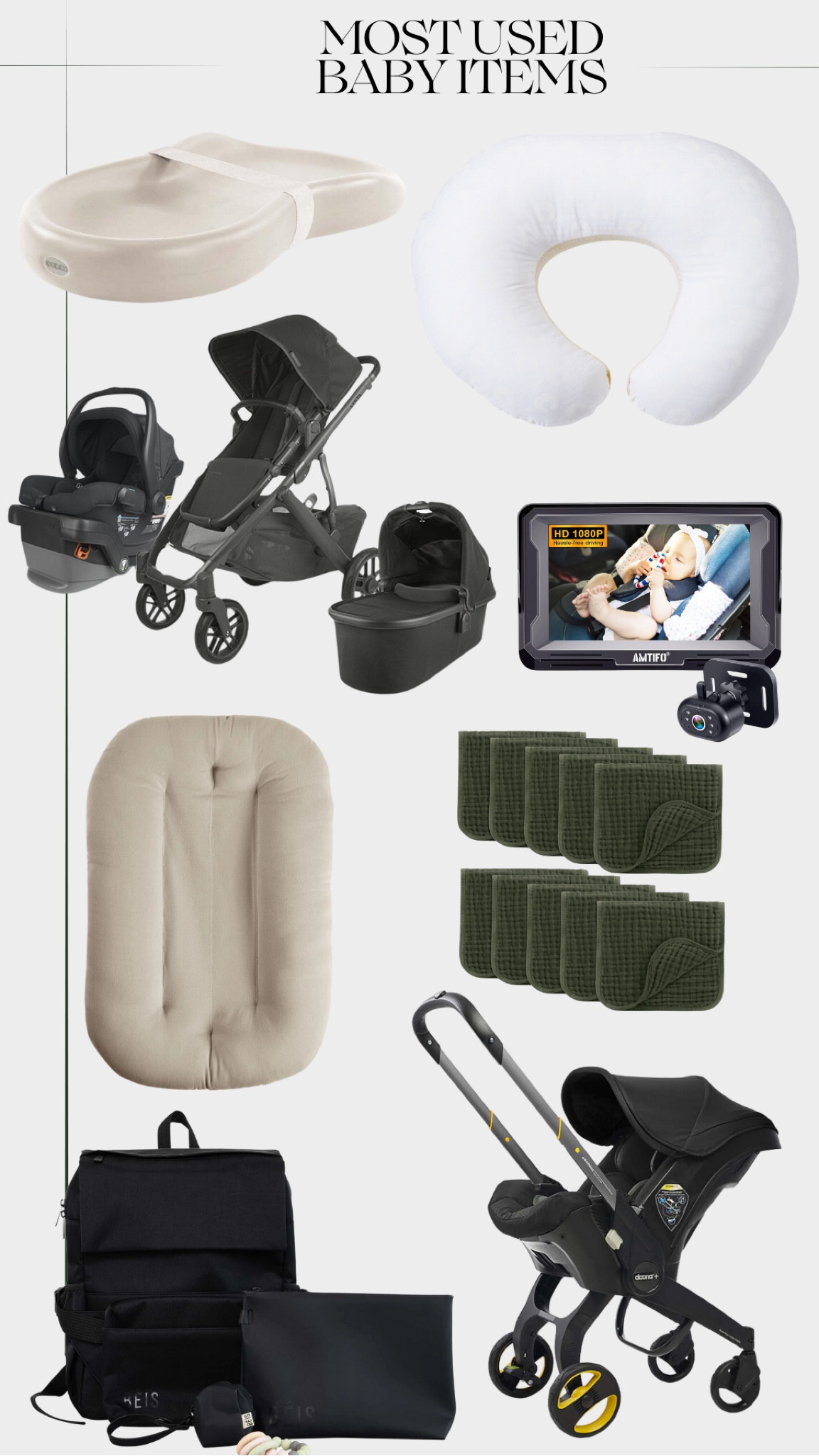 Baby items
Uppa baby vista 2
Doona
Baby car camera
Snuggle me lounger
Boppi 
Keekaroo 


#LTKbaby #LTKfindsunder100 #LTKkids