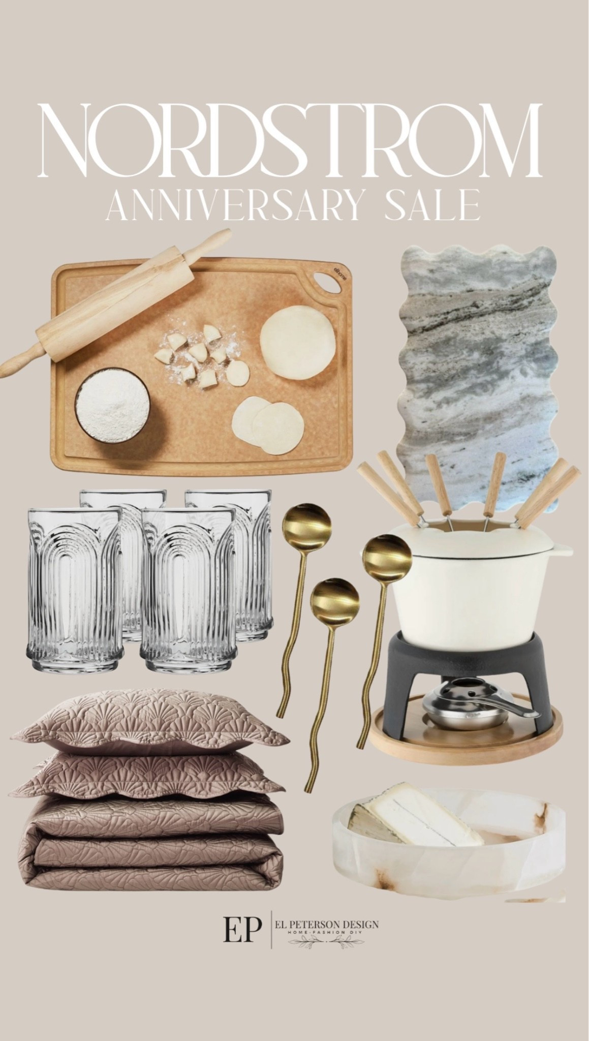 Nordstrom
Anniversary Sale
Glasses
Comforter set
Chocolate pot
Spoons
Marble bowl 
Marble tray