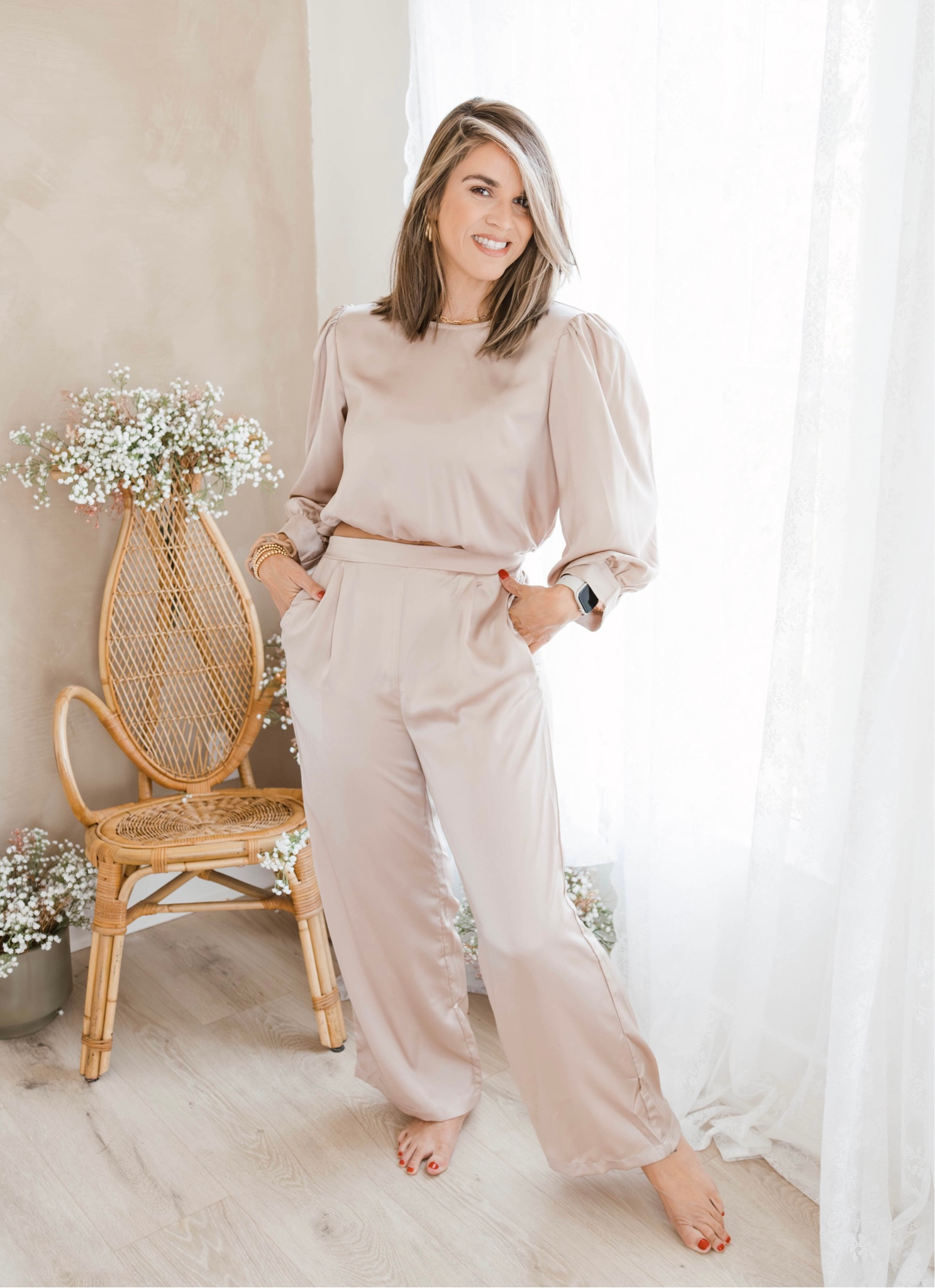 Beautiful, comfy and elegant silk / satin set, so many nice colors. Legs are not too long. Perfect for Fall events. 

#LTKSeasonal #LTKover40 #LTKstyletip