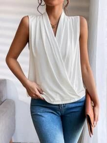 EMERY ROSE Solid Surplice Neck Tank Top SKU: sw2211041297971973(43 Reviews)$7.00$6.65Join for an ... | SHEIN