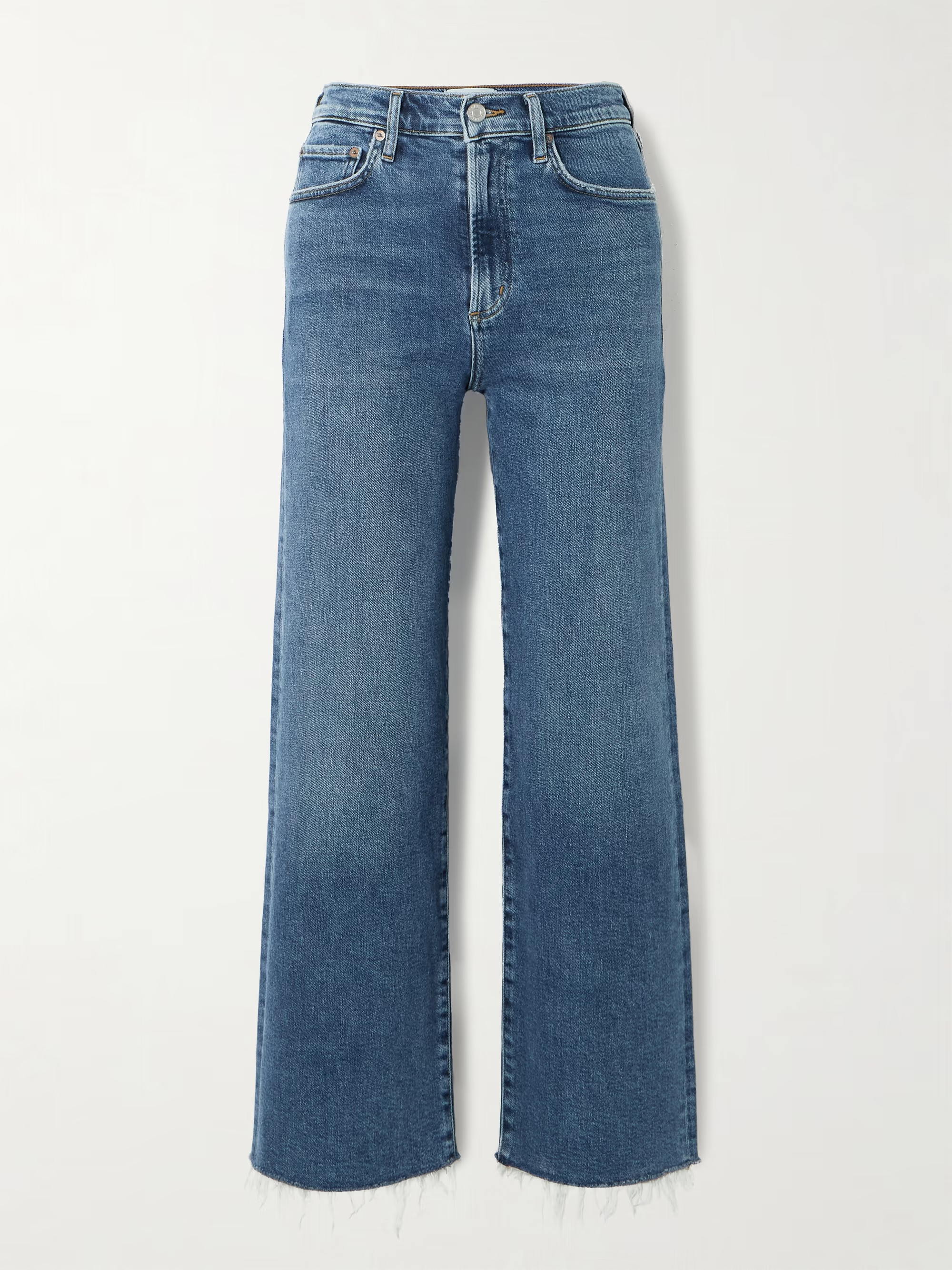 Harper cropped frayed mid-rise straight-leg jeans | NET-A-PORTER (UK & EU)