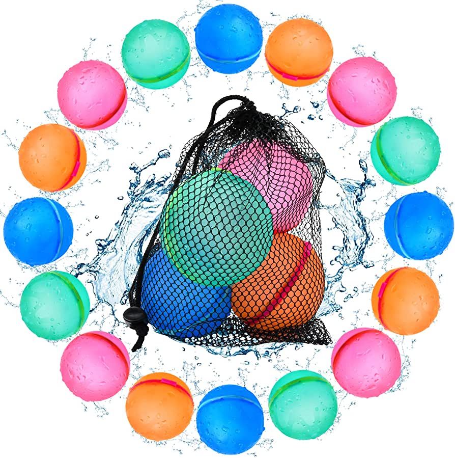 SOPPYCID Reusable Water Bomb Balloons, Latex-Free Silicone Water Splash Ball with Mesh Bag, Self-... | Amazon (US)
