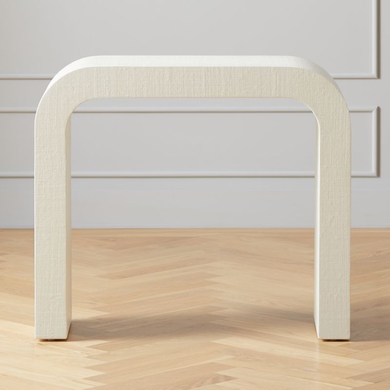 Horseshoe Ivory Lacquered Linen 36" Console Table + Reviews | CB2 | CB2