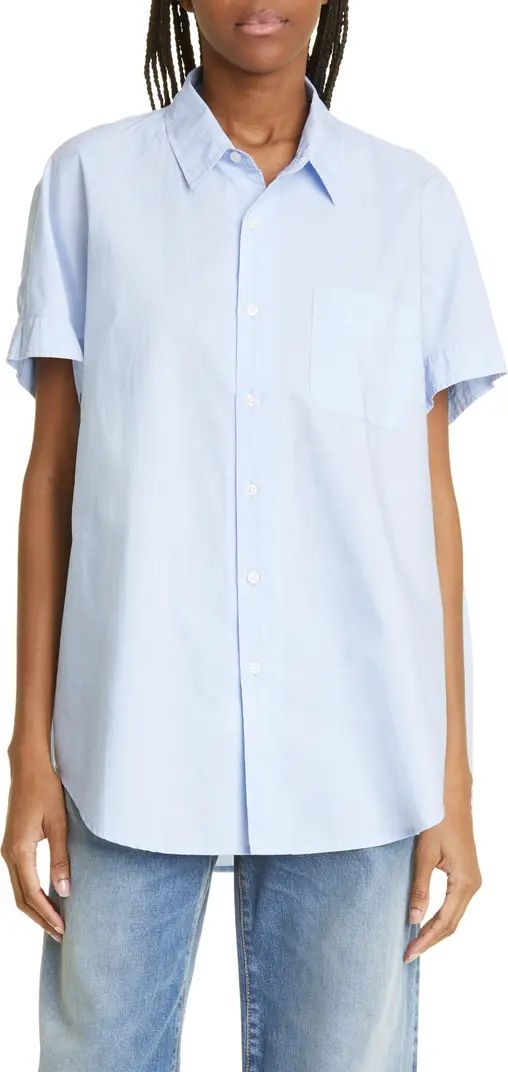 Oversize Short Sleeve Cotton Button-Up Shirt | Nordstrom
