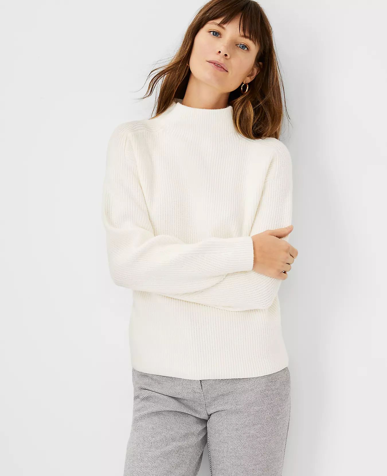 Ribbed Mock Neck Sweater | Ann Taylor (US)