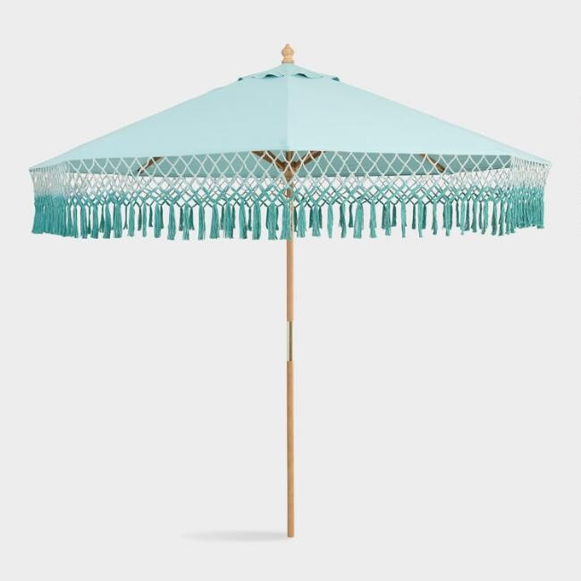 Aqua 9 Ft Replacement Umbrella Canopy with Fringe | World Market