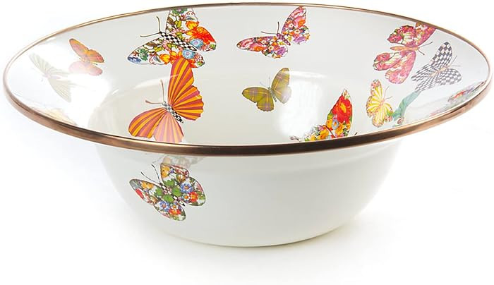 MACKENZIE-CHILDS Enamel Breakfast Bowl, Unique Soup Bowl or Cereal Bowl, Dinnerware, Butterfly Ga... | Amazon (US)