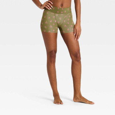 Women's Cloud Knit Boxer Briefs Underwear - Auden™ Olive Green Floral XS | Target