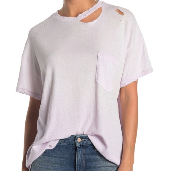 FREE PEOPLE Lucky Distressed Cutout Tee | Poshmark