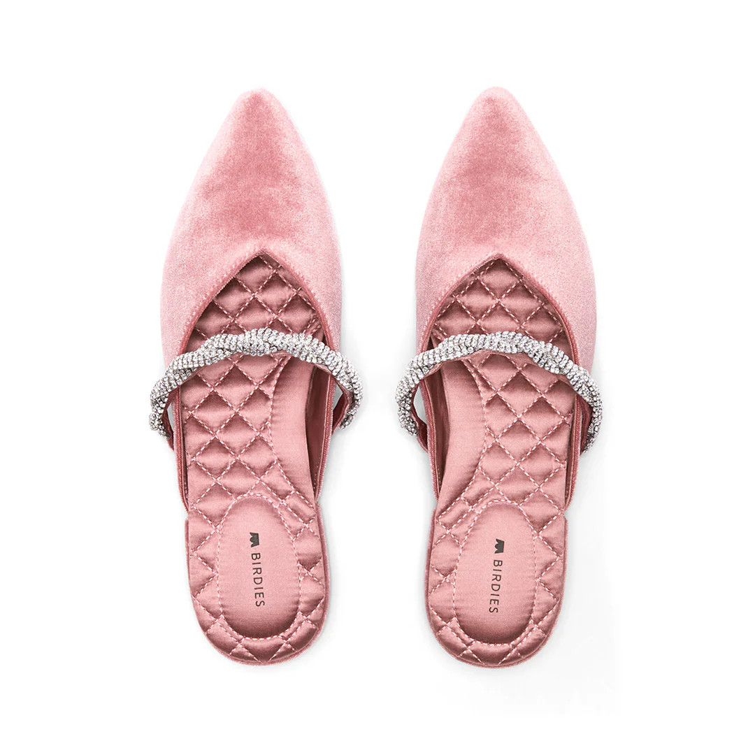 Birdies The Swan - Blossom Crystal Bracelet Slides, Size 7.5, Velvet | BIRDIES