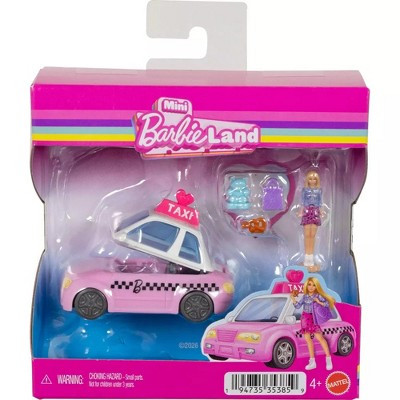 Barbie Mini Barbie Land Doll & Vehicle Set, Toy Taxi with 1.5" Doll & Accessories | Target